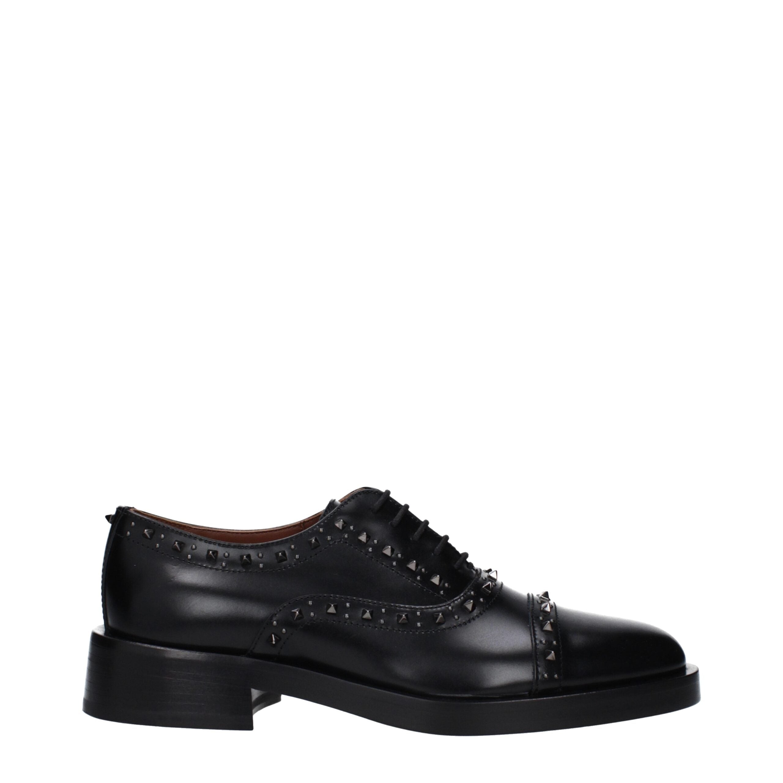 Valentino Garavani Black Leather Oxfords And Derby